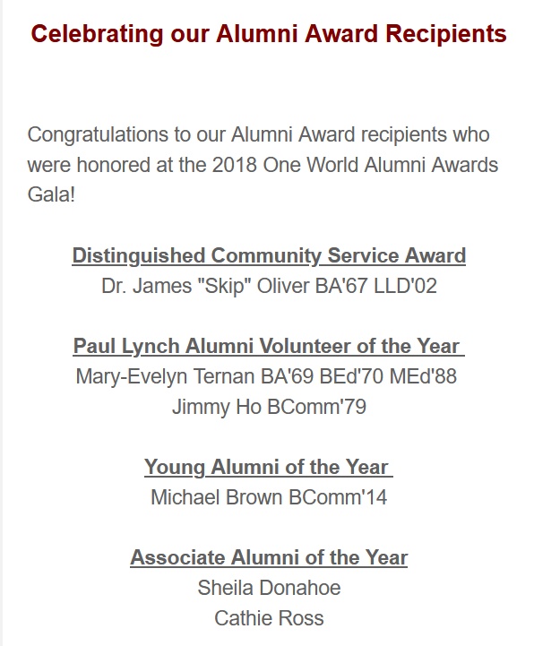 As reported in the November 2018 issue of the SMU Alumni Newsletter
